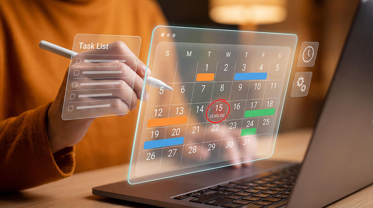 woman marking down calendar